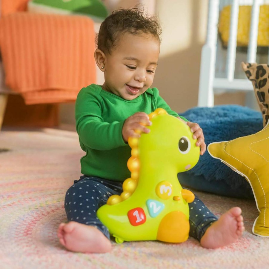 Bright Starts Go Go Dino Baby Toy - Interactive Crawling Dinosaur with Lights, Music & Counting for Infants 6+ Months