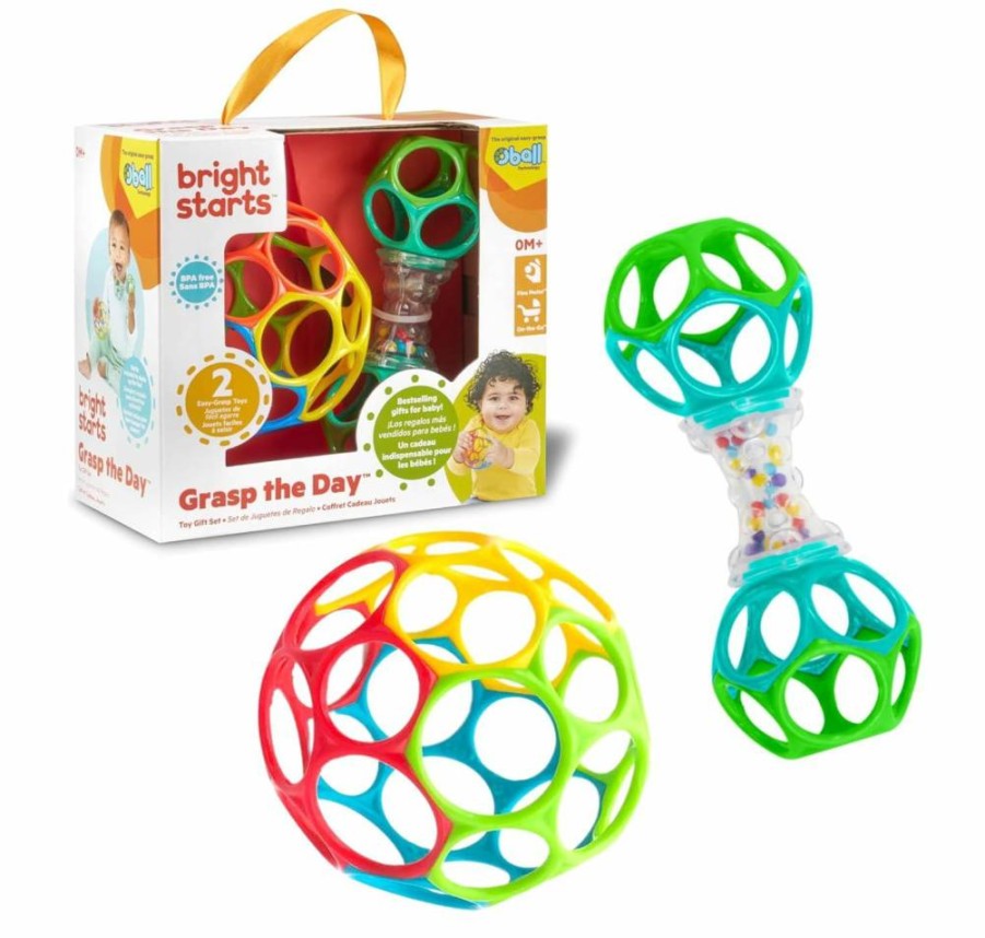 Bright Starts Pretty in Pink Rattle and Shake Barbell Baby Toy for Infants 3 Months and Up