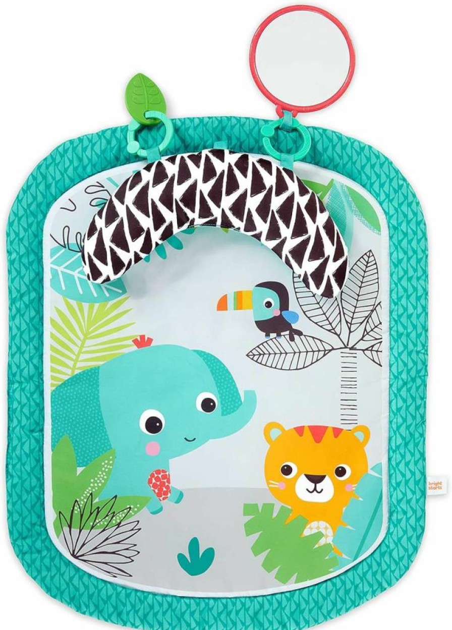 Bright Starts Totally Tropical Tummy Time Play Mat with Sensory Toys for Newborns, Baby Activity Gym & Developmental Pillow