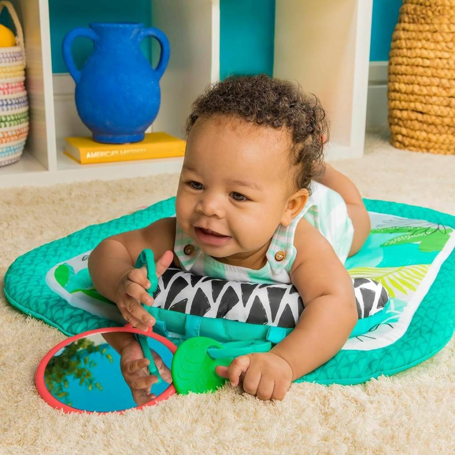 Bright Starts Totally Tropical Tummy Time Play Mat with Sensory Toys for Newborns, Baby Activity Gym & Developmental Pillow