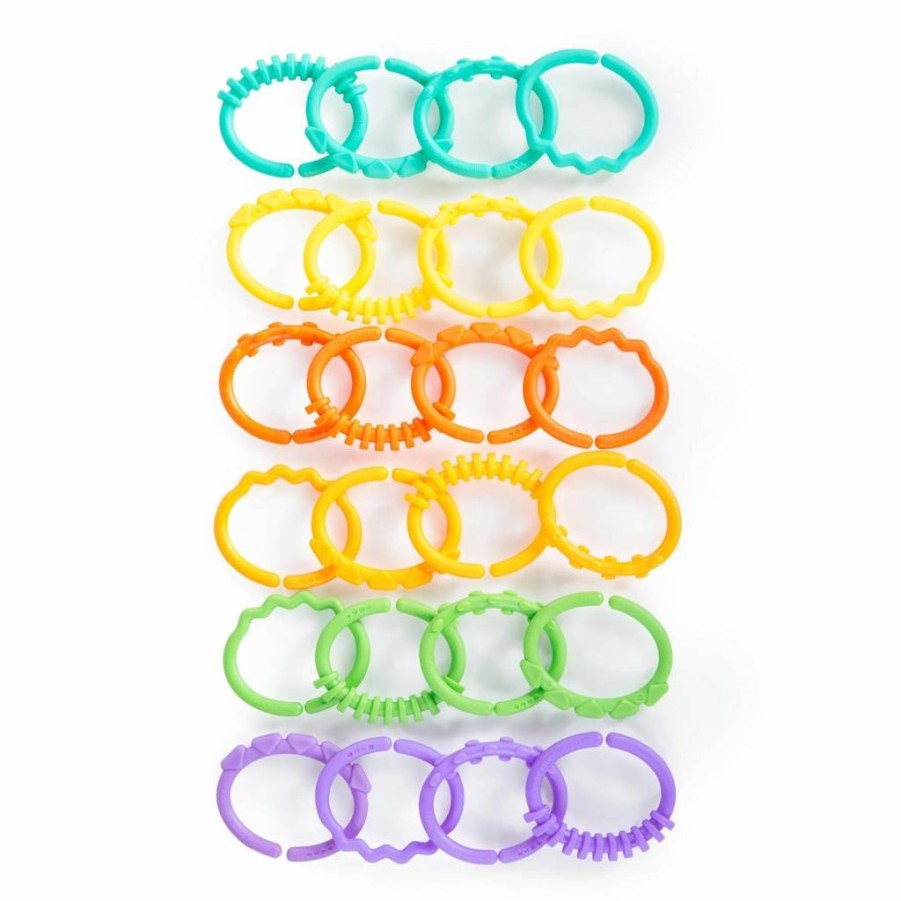 Bright Starts BPA-Free Multicolor Baby Links Rings Toy - 24-Pack for Strollers, Carriers & Playtime, Ages 0+ Months