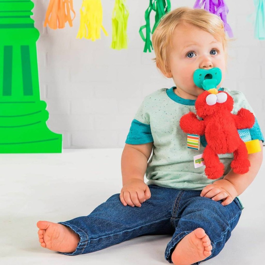 Kids2 Elmo Plush Pacifier Set - BPA-Free Soothing Baby Pacifier with Soft Toy, Newborn+, Green, 4.42x2.04x4.17 Inches
