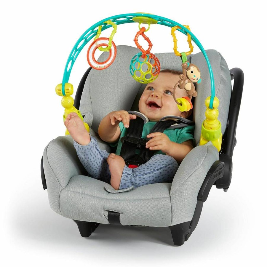 Bright Starts Musical Baby Activity Toy Bar - Hanging Car Seat Toy with 4 Melodies for Newborns, Fine Motor Skill Development, Multi-Color