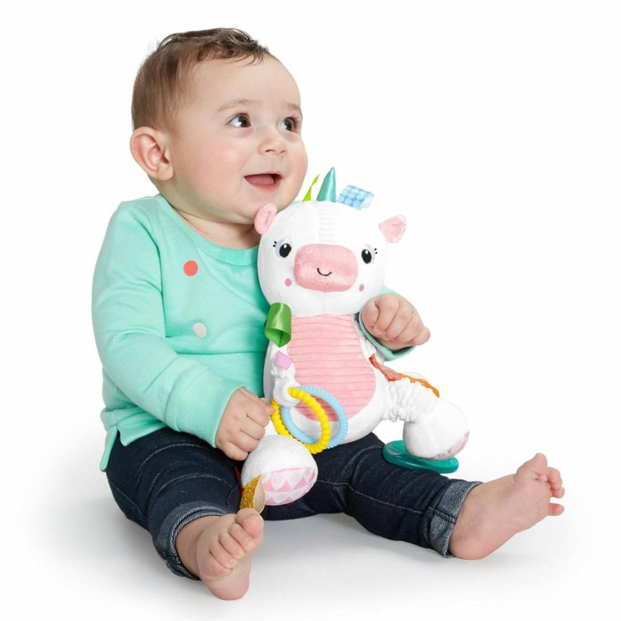 Bright Starts Unicorn Plush Activity Toy for Babies 3 Months and Up - Soft, Interactive Bunch-O-Fun Playtime Gift