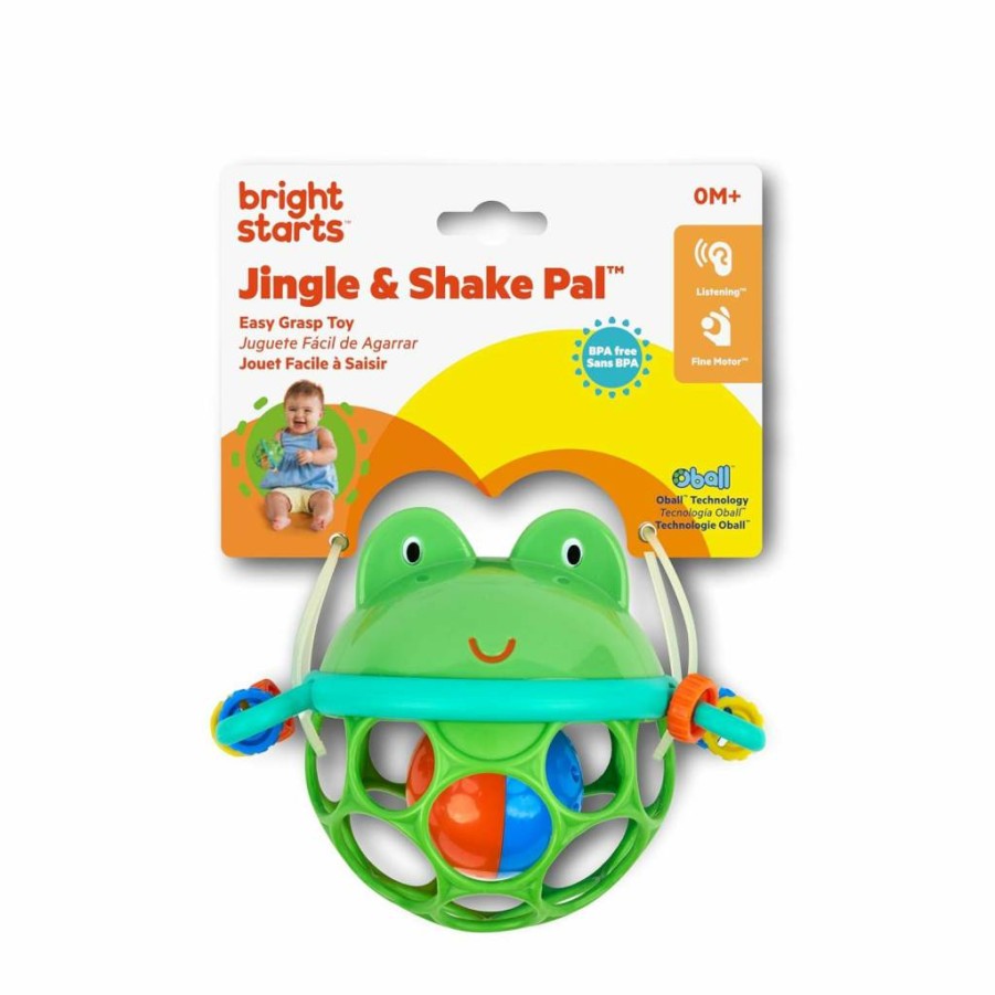 Bright Starts Oball Jingle & Shake Pal - BPA-Free Baby Rattle Toy for Newborns, Easy-Grasp Musical Infant Toy
