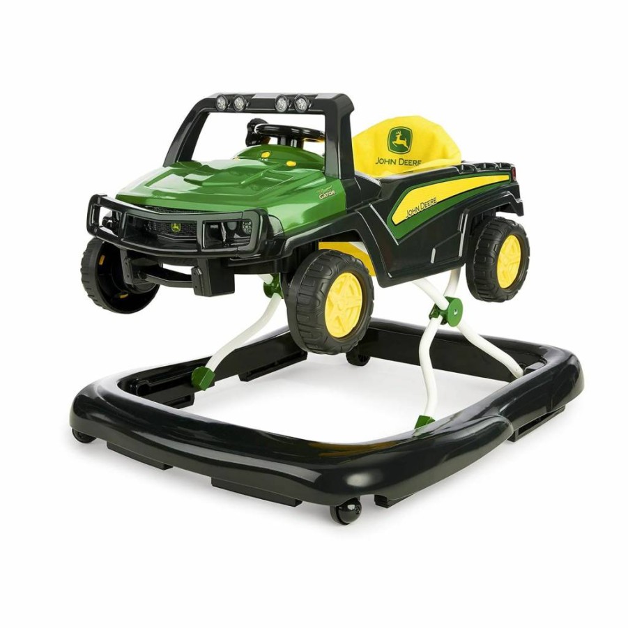 Bright Starts John Deere 4-in-1 Baby Activity Center & Push Walker with Removable Steering Wheel Toy – Interactive Learning Toy for Infants 6 Months and Up, Gator Green
