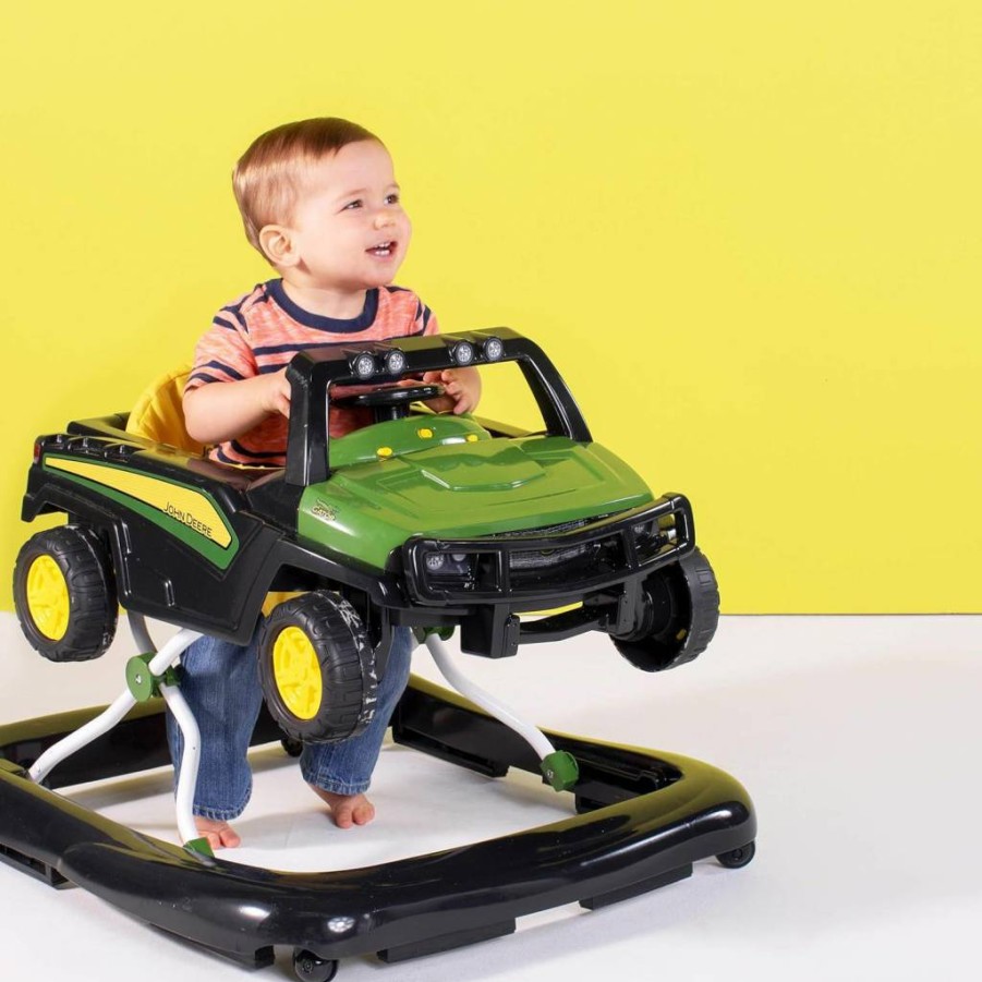 Bright Starts John Deere 4-in-1 Baby Activity Center & Push Walker with Removable Steering Wheel Toy – Interactive Learning Toy for Infants 6 Months and Up, Gator Green