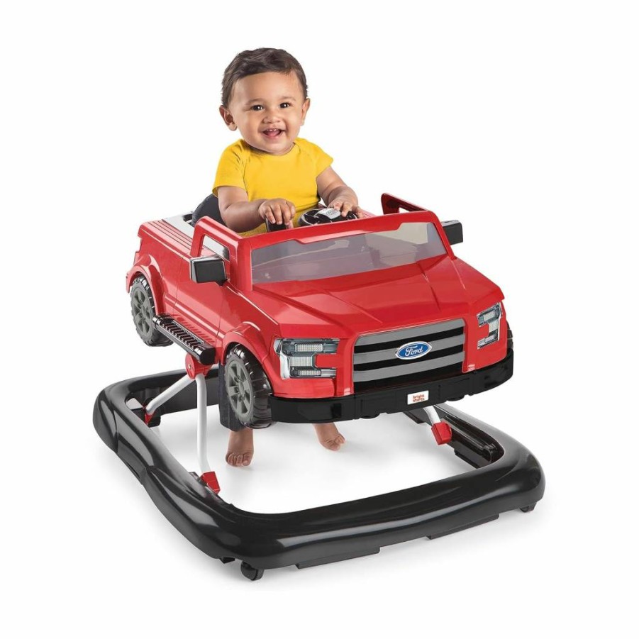Bright Starts Ford F-150 4-in-1 Baby Activity Center & Push Walker with Removable Steering Wheel Toy for Infants 6 Months and Up, Agate Black