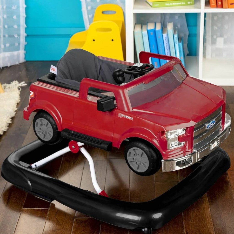 Bright Starts Ford F-150 4-in-1 Baby Activity Center & Push Walker with Removable Steering Wheel Toy for Infants 6 Months and Up, Agate Black