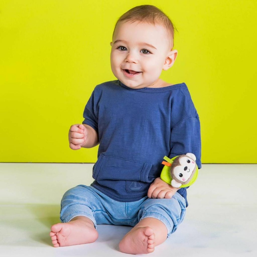 Bright Starts Monkey & Elephant Rattle and Teethe Wrist Toy for Newborns and Infants