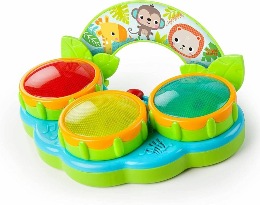 Bright Starts Safari Beats Musical Baby Drum Toy with Lights & Sounds, Interactive Learning Toy for Infants 3+ Months, Developmental Toddler Toy