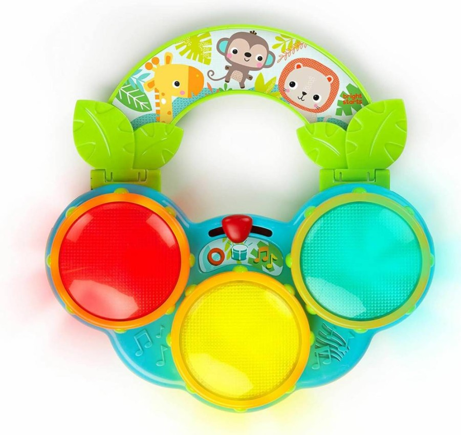Bright Starts Safari Beats Musical Baby Drum Toy with Lights & Sounds, Interactive Learning Toy for Infants 3+ Months, Developmental Toddler Toy