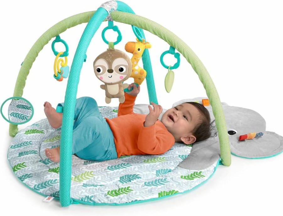 Bright Starts Totally Tropical Jumbo Play Mat - Convertible 5-in-1 Baby Gym & Ball Pit for Newborns to Toddlers, Green