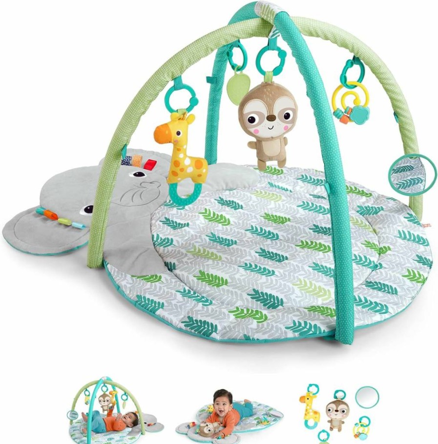 Bright Starts Baby Play Gym - Soccer Theme with Oball Toys, Kick Pad Lights & Tummy Time Pillow for Newborns, Unisex Activity Gym