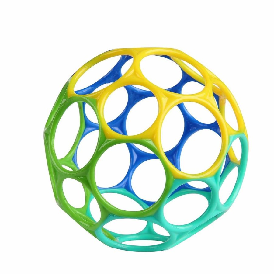 Bright Starts Oball Classic Graspable Baby Toy - Blue & Green for Newborns & Infants, 4" Developmental Play Ball