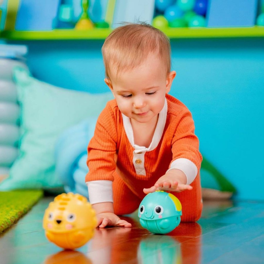 Bright Starts Roll & Glow Monkey - Interactive Crawling Toy with Lights, Sounds for Babies 6+ Months, Tummy Time Fun