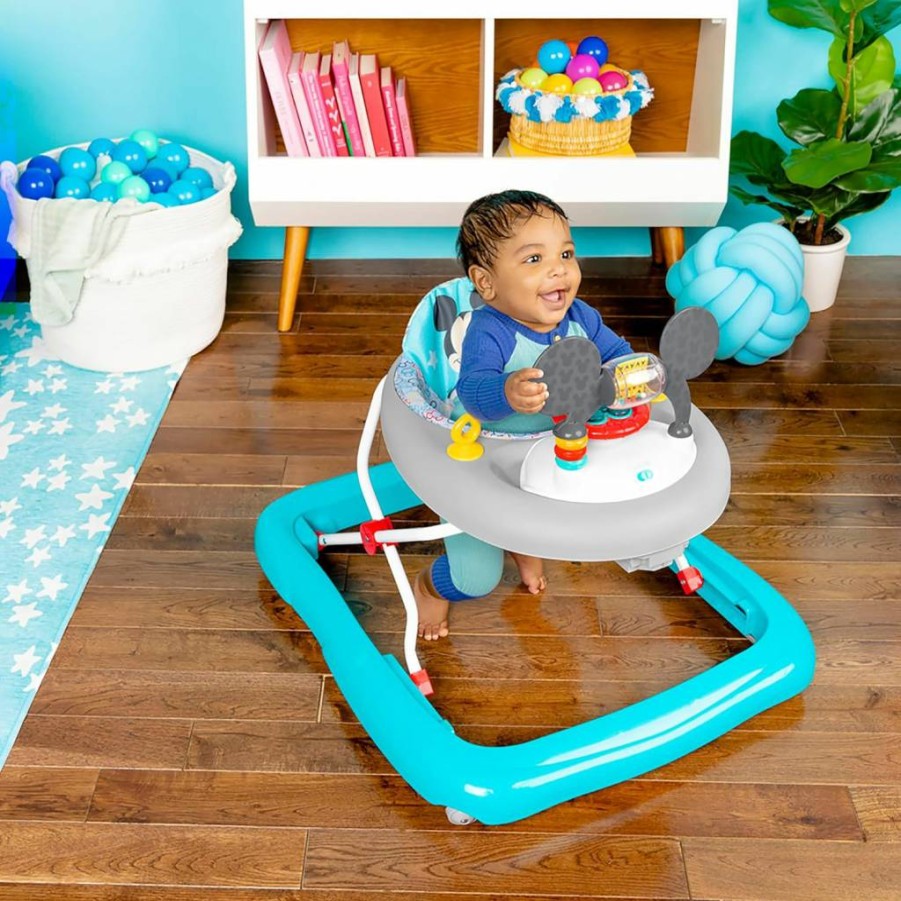 Bright Starts Disney Baby Mickey Mouse 2-in-1 Activity Walker & Toy Station - Foldable Frame for Infants 6+ Months