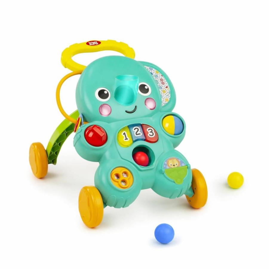 Bright Starts Stroll 'N Roll 2-in-1 Baby Walker with 3 Toy Balls, Elephant Sounds, 7 Activities & 70+ Songs for Toddlers
