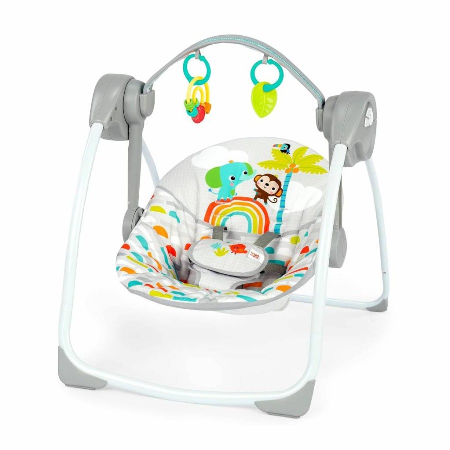 Bright Starts Portable Baby Swing - Automatic Compact Infant Swing with Soothing Music, for Newborns & Up, Unisex Design