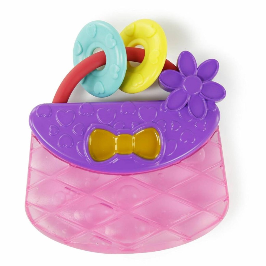 Bright Starts Chillable Teether Toy for Babies 3M+ | Soothing Teething Purse in Pink | BPA-Free Infant Teether for Gum Relief