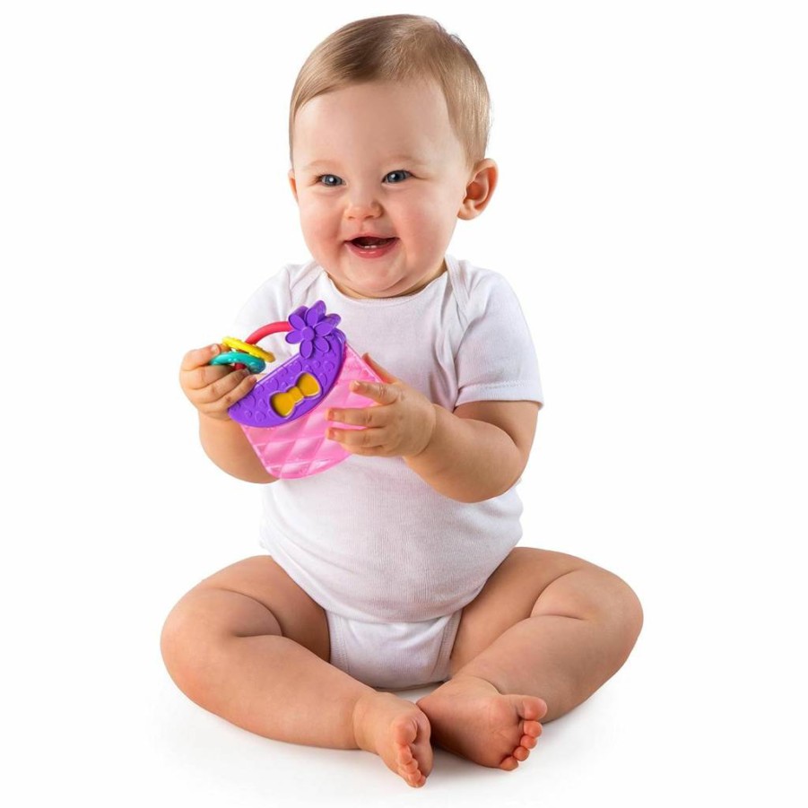 Bright Starts Chillable Teether Toy for Babies 3M+ | Soothing Teething Purse in Pink | BPA-Free Infant Teether for Gum Relief