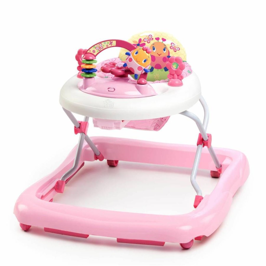 Bright Starts Juneberry Walk-A-Bout Baby Walker with Removable Toys, Foldable Frame for Easy Storage, Interactive Activity Center for Infants 6+ Months