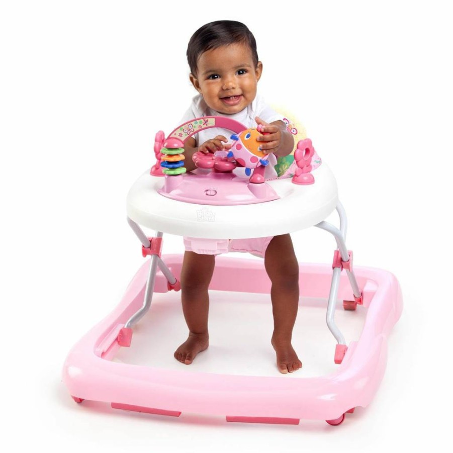 Bright Starts Juneberry Walk-A-Bout Baby Walker with Removable Toys, Foldable Frame for Easy Storage, Interactive Activity Center for Infants 6+ Months