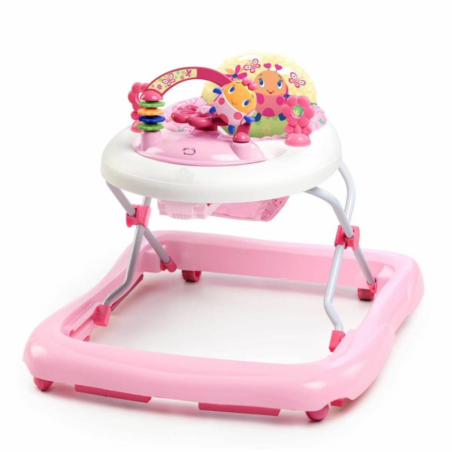 Bright Starts Tiny Trek 2-in-1 Adjustable Baby Activity Walker with Toy Station, Easy-Fold Frame - Jungle Vines Design for Infants 6 Months and Up