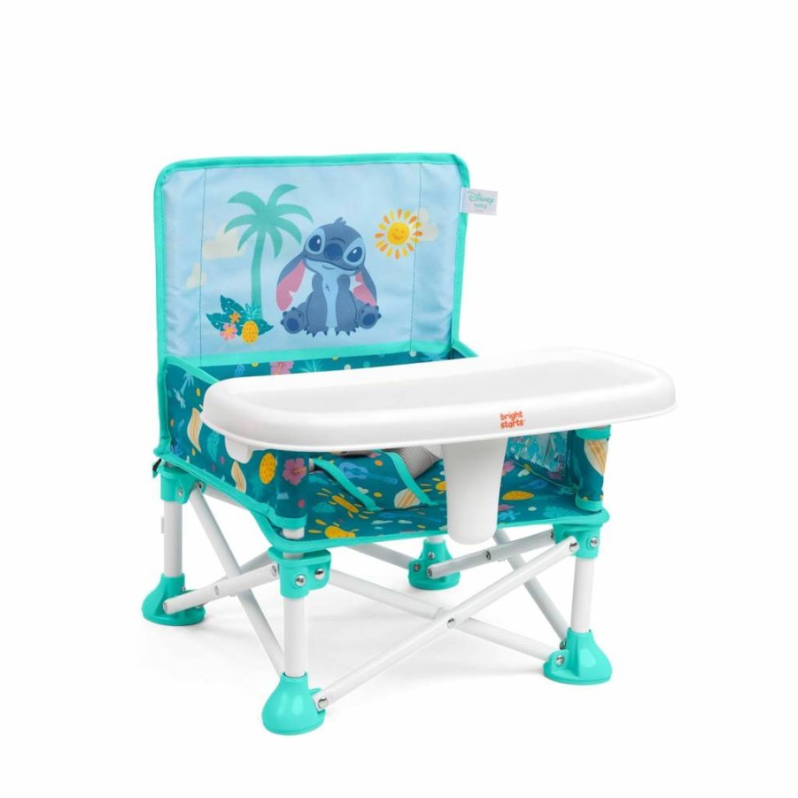 Bright Starts Disney Mickey Mouse Pop 'N Sit Portable Booster Seat for Babies 6 Months to 3 Years, Blue Indoor/Outdoor Floor Seat with Removable Feeding Tray