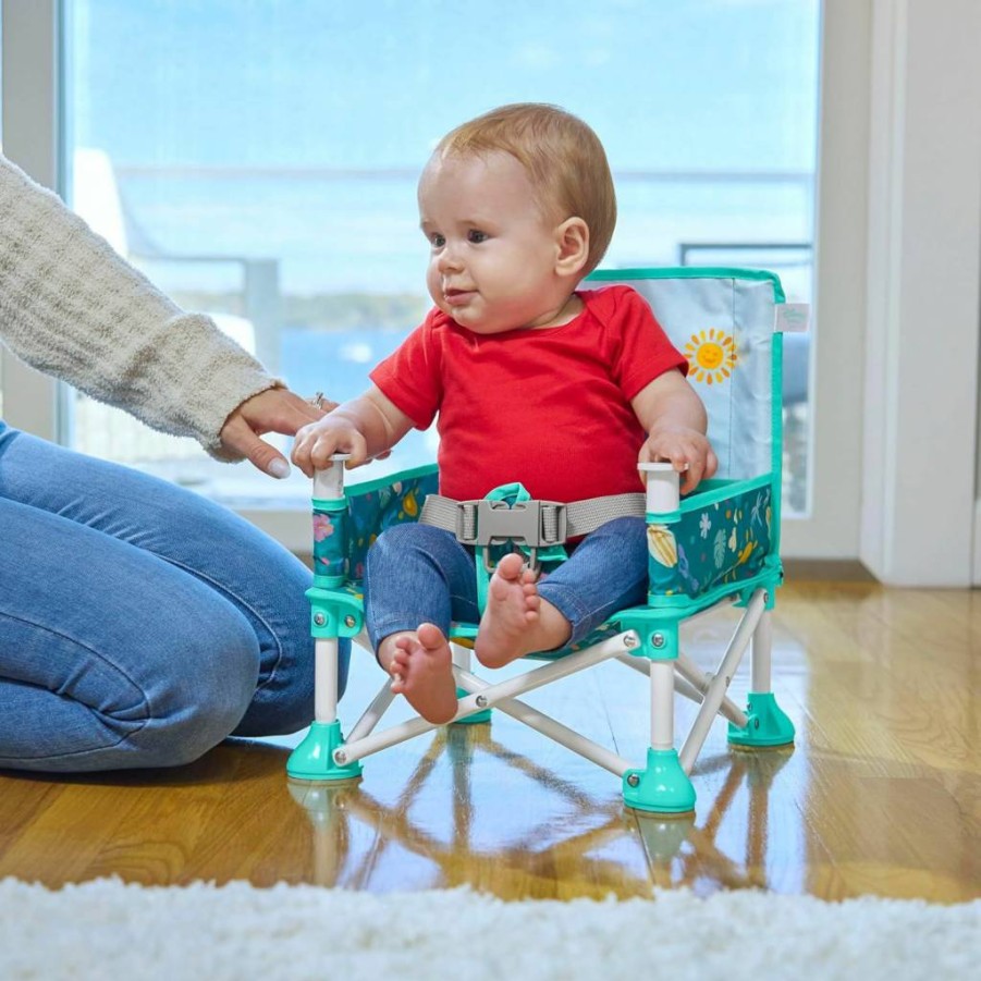 Bright Starts Disney Mickey Mouse Pop 'N Sit Portable Booster Seat for Babies 6 Months to 3 Years, Blue Indoor/Outdoor Floor Seat with Removable Feeding Tray