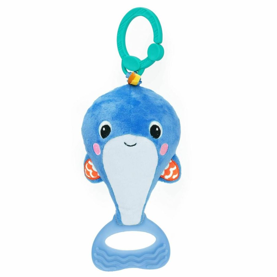 Bright Starts Whale-A-Roo Interactive Pull & Shake Stuffed Animal Toy for Babies & Newborns - Multicolor Activity Toy with Pull String