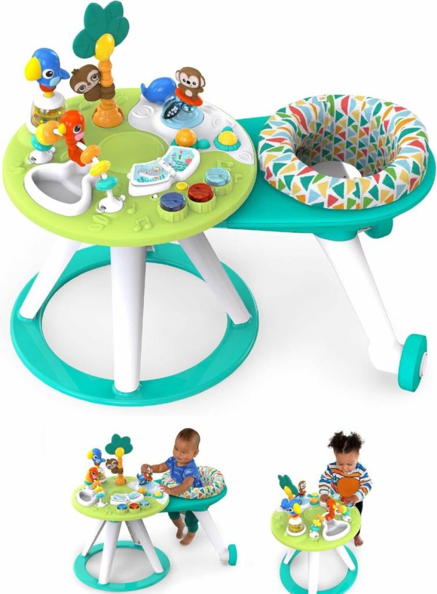 Bright Starts Tropic Cool 2-in-1 Baby Walker & Activity Center with Removable Table for Infants 6+ Months