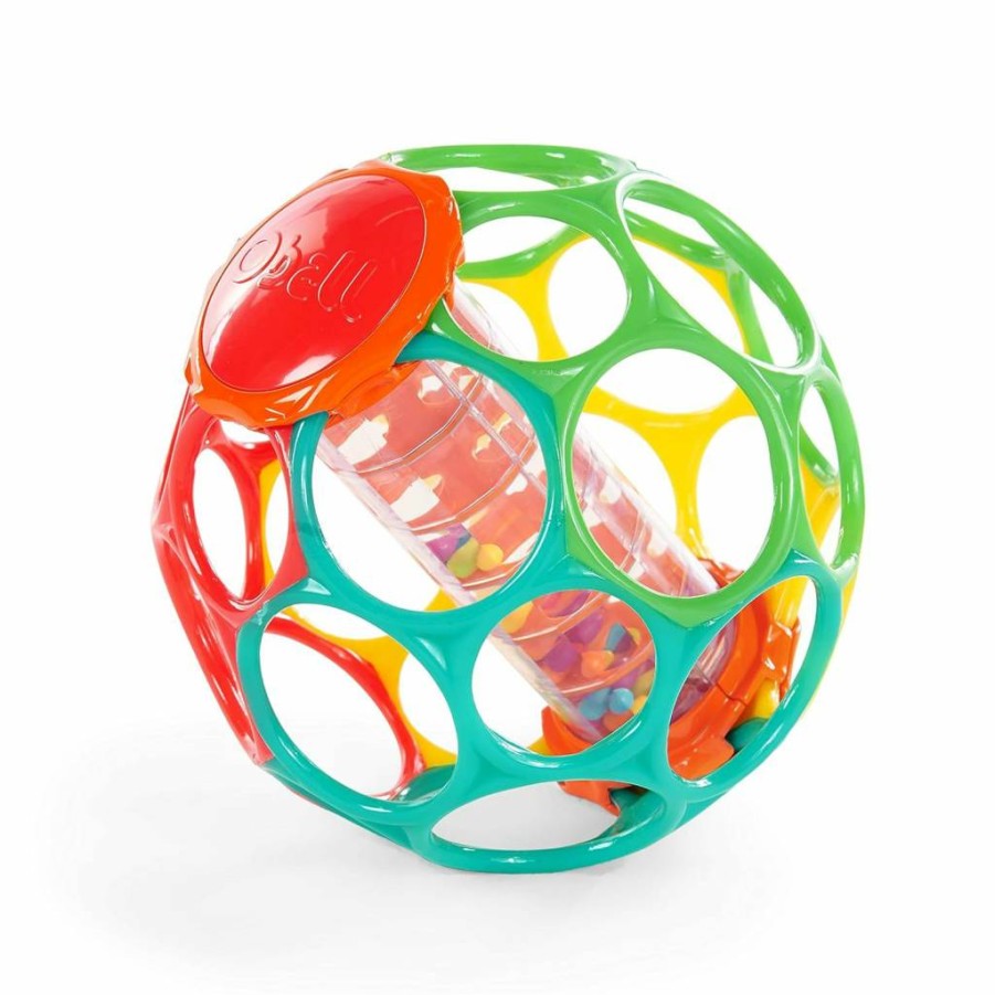 Bright Starts Oball Rattle - BPA-Free Blue Infant Toy for Newborns, Easy-Grasp Design, 4 Inch Baby Teether & Sensory Toy