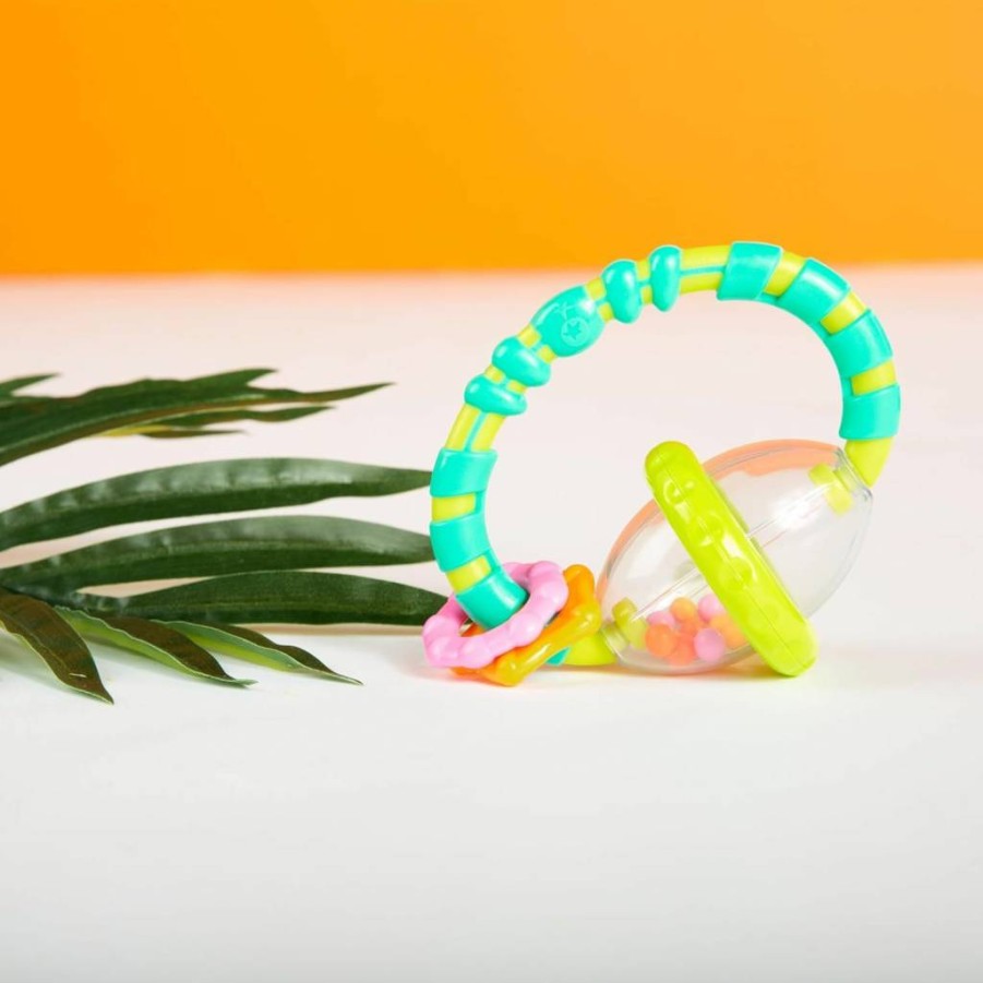 Bright Starts Baby Rattle & Teether Toy - BPA-Free, Interactive Grab & Spin Activity for Infants 3+ Months