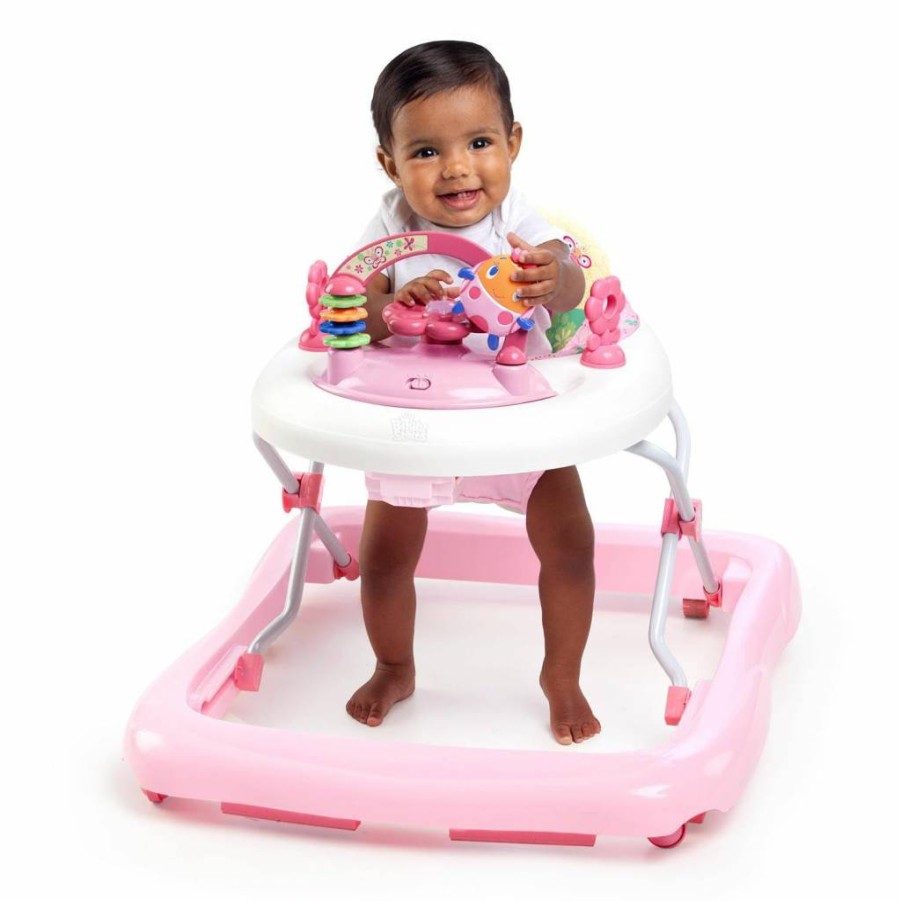 Bright Starts Juneberry Walk-A-Bout Baby Walker with Removable Toys, Foldable Design for Easy Storage, Interactive Activity Center for Infants 6+ Months