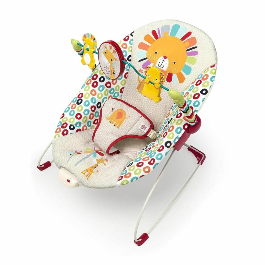 Bright Starts Playful Pinwheels Baby Bouncer - Portable Infant Seat with Soothing Vibrations & Removable Toy Bar for Newborns 0-6 Months (6-20 lbs)