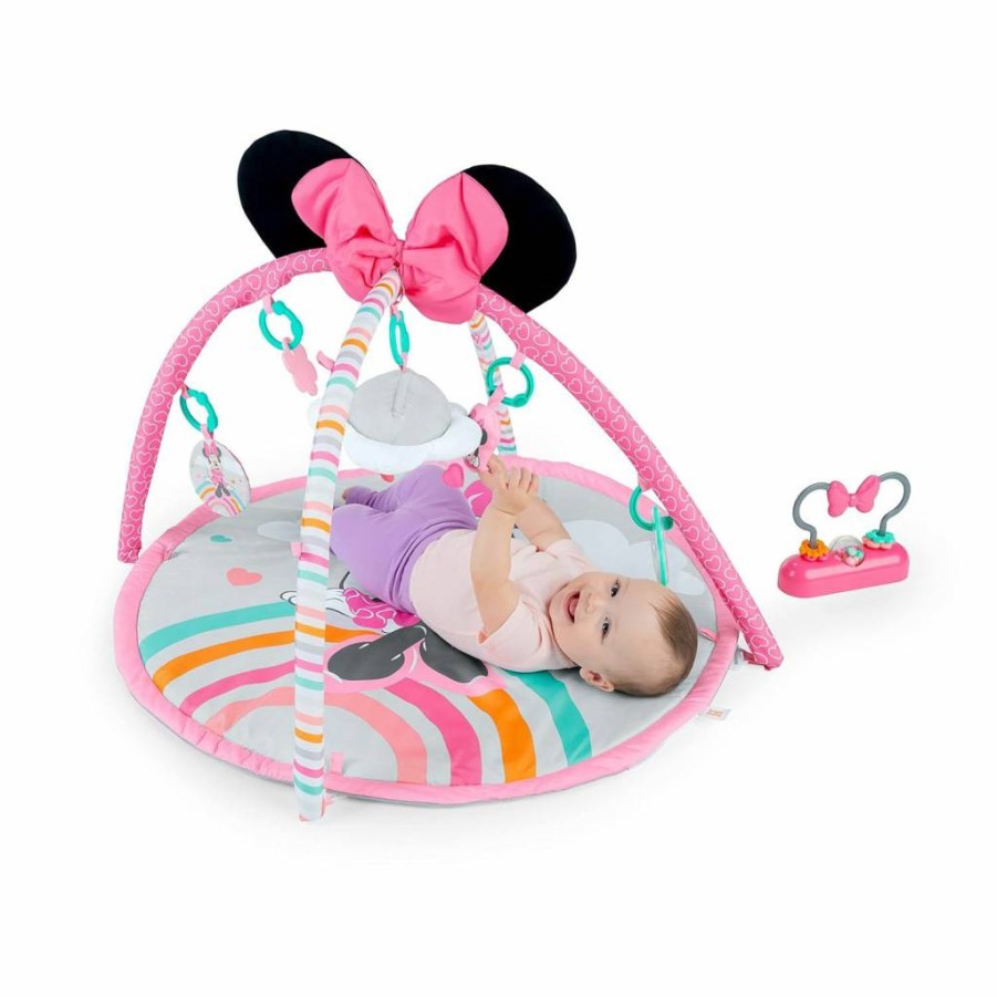 Bright Starts Disney Baby Minnie Mouse Activity Gym with Music, Lights & Toys for Newborns, Pink Infant Playmat