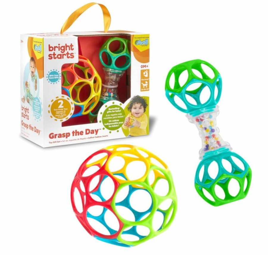 Bright Starts Chill & Teethe Baby Teether - Soothing Pink Rattle for Infants 3+ Months, BPA-Free & Freezable for Gum Relief